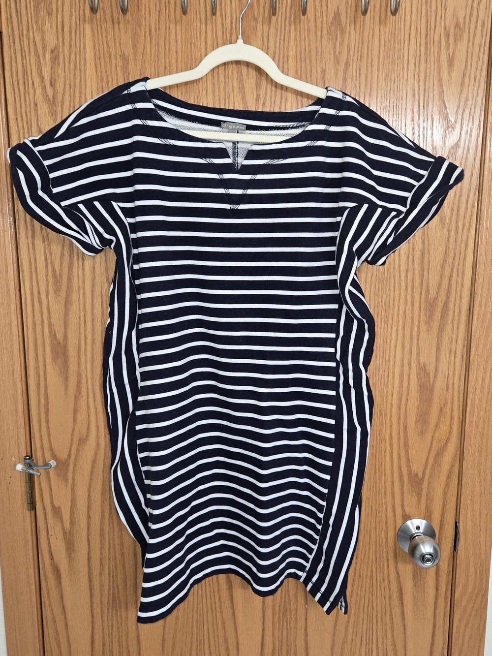 T By‎ Talbots Xl Navy & White Striped Casual Women's Dress